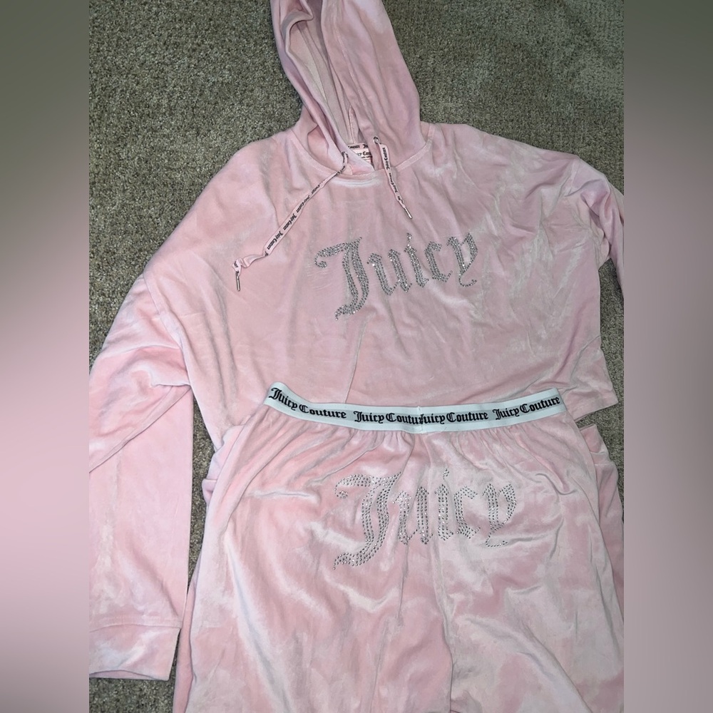 Juicy Couture Light Pink Velour Hoodie and Pants